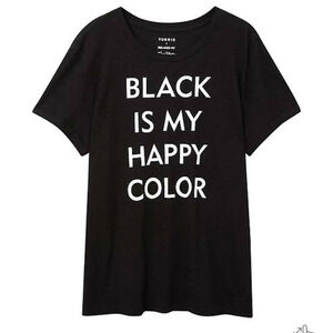 Torrid 00 (size 10) Black Is My Happy Color‎ Punk Gothic Graphic Relaxed T Shirt